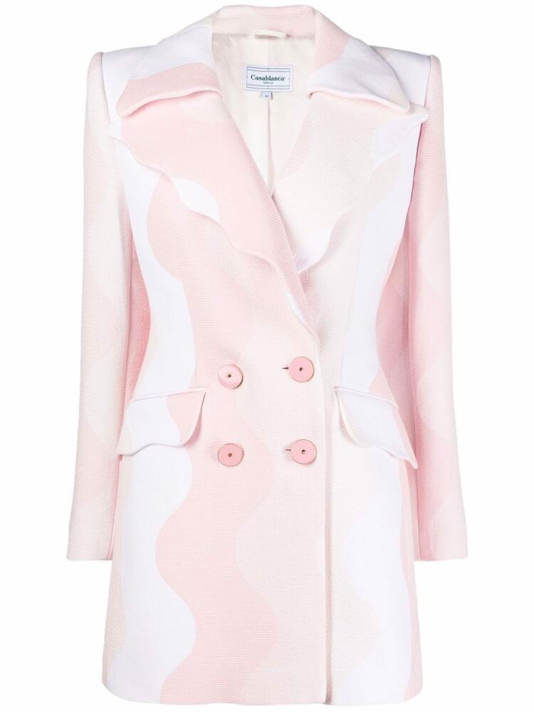 Casablanca wave-patteern double-breasted blazer - Pink Cover