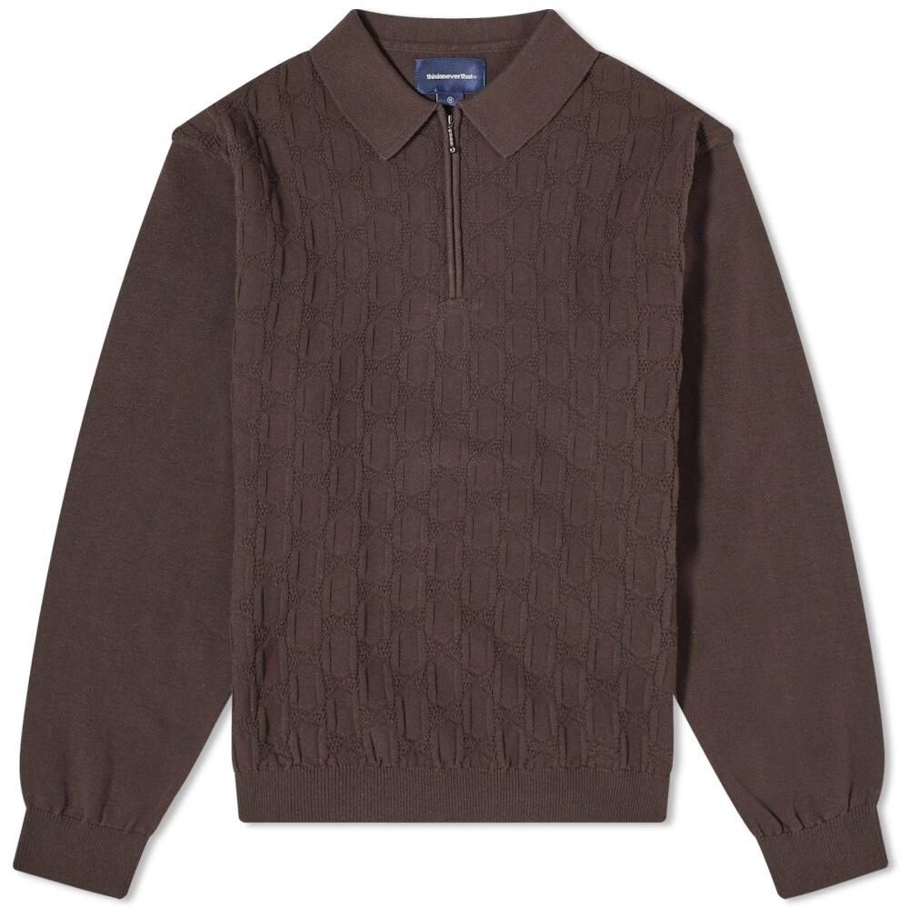 thisisneverthat Men's Cable Knit Zip Polo Shirt in Brown Cover