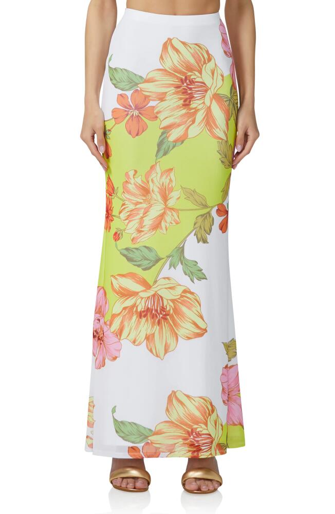 AFRM Cara Maxi Slip Skirt in Color Block Floral Cover