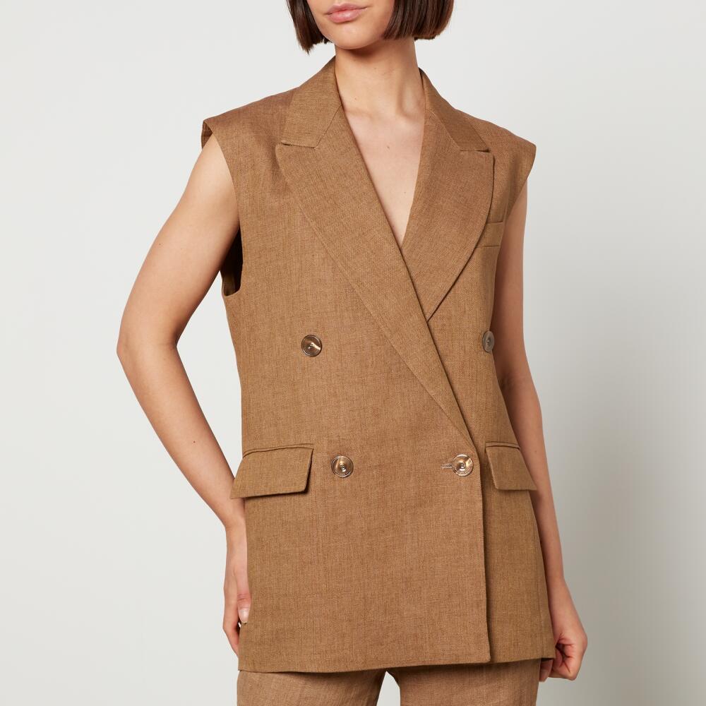 Max Mara Studio Eliche Flax Linen Sleeveless Blazer Cover