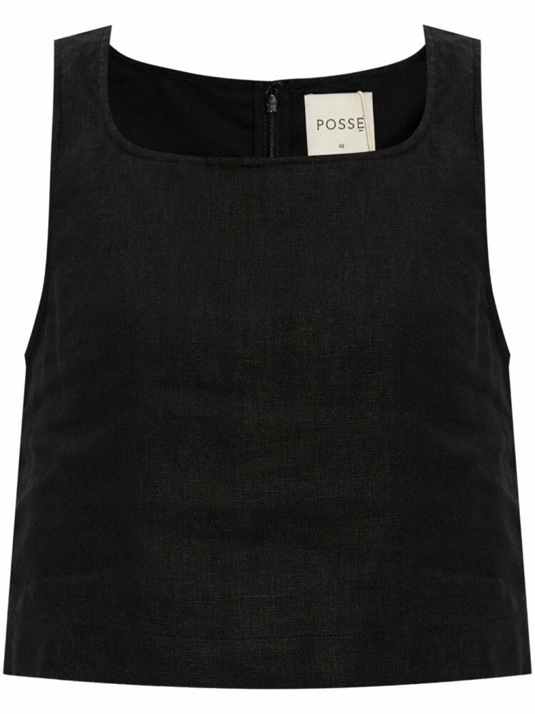 Posse Val square-neck linen top - Black Cover