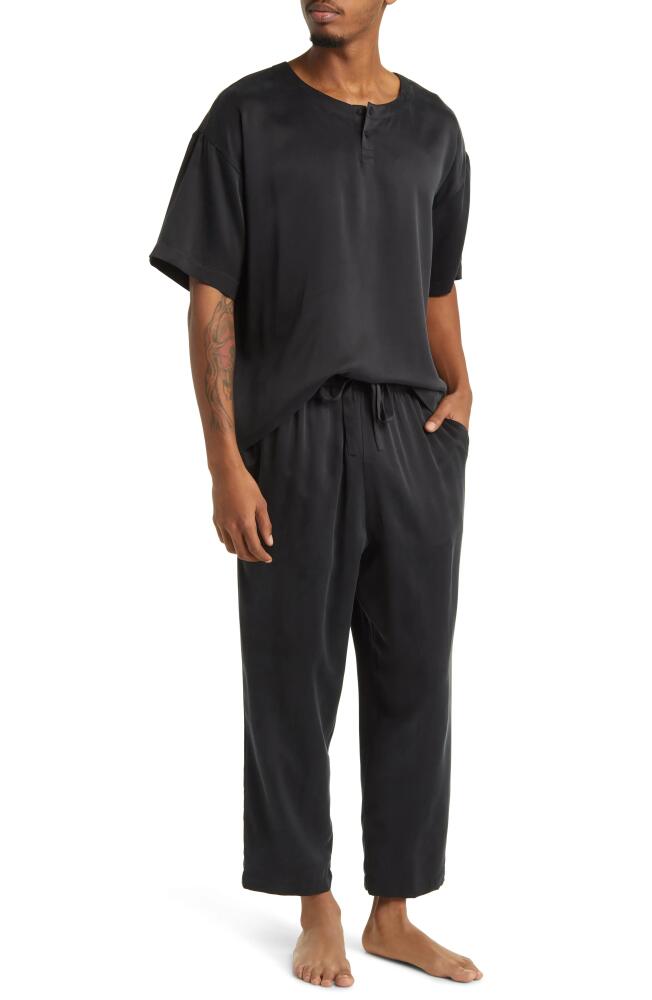 Lunya Washable Silk Henley Pajamas in Immersed Black Cover