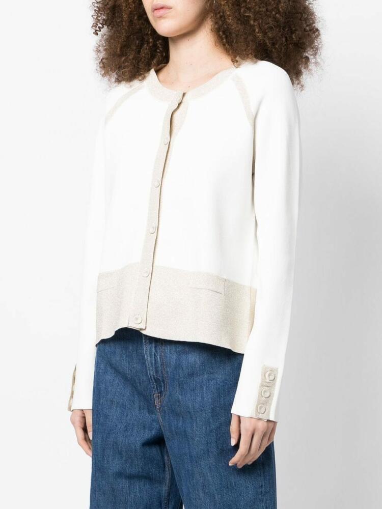 Paule Ka metallic-threaded two-tone cardigan - White Cover