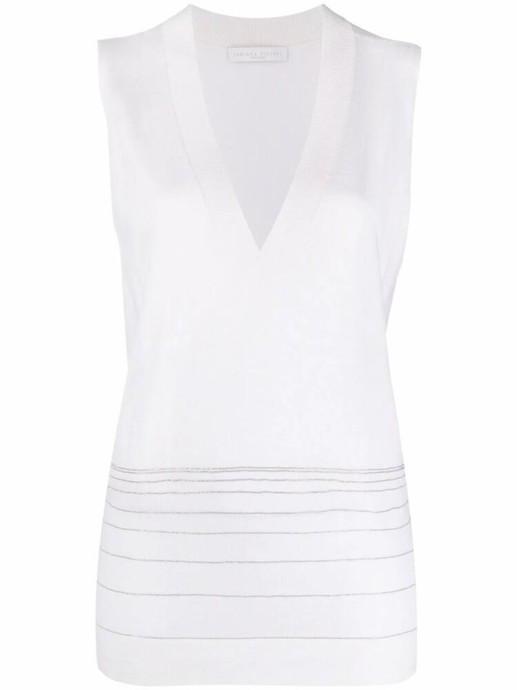 Fabiana Filippi metallic-stripe V-neck top - White Cover