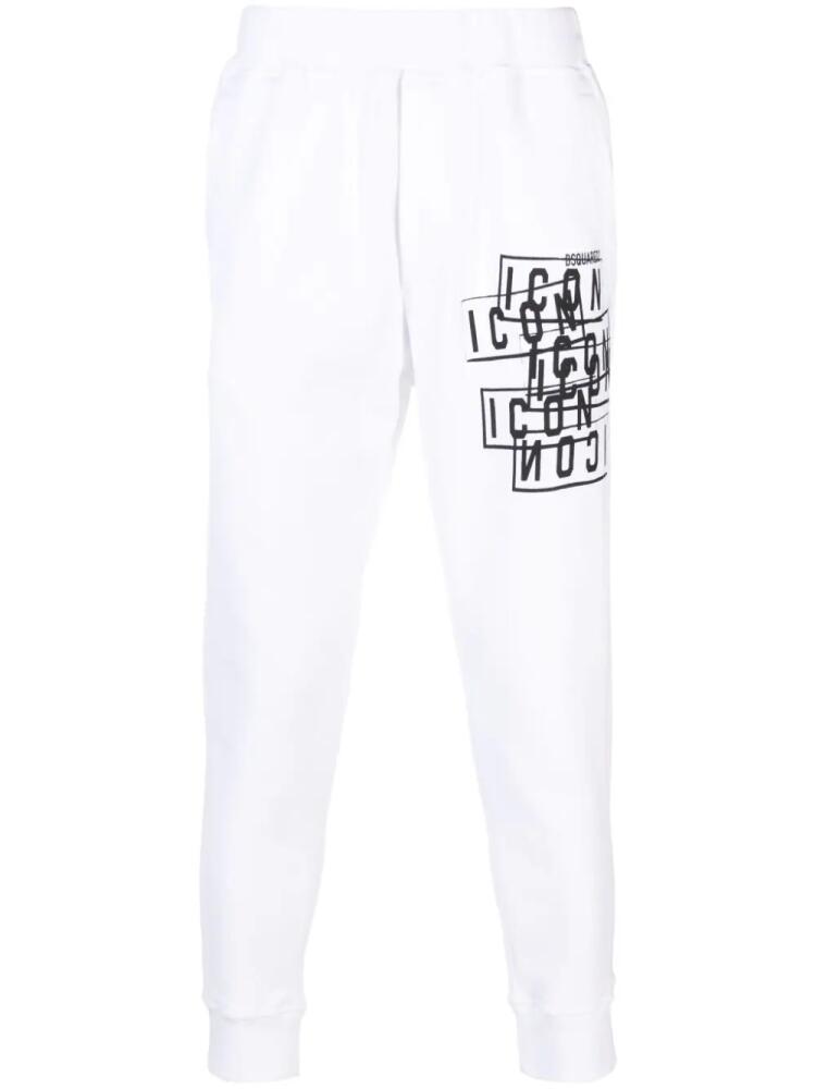 DSQUARED2 Icon-print cotton track pants - White Cover