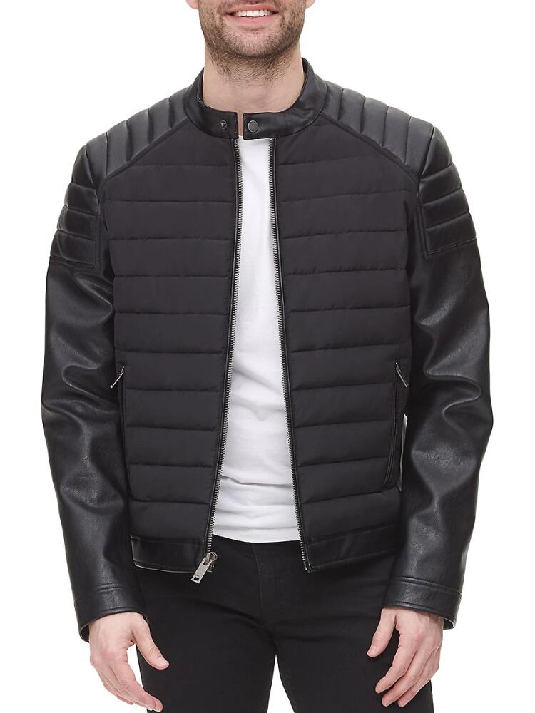 DKNY Men's Classic Fit Motorcross Quilted Jacket - Black Cover