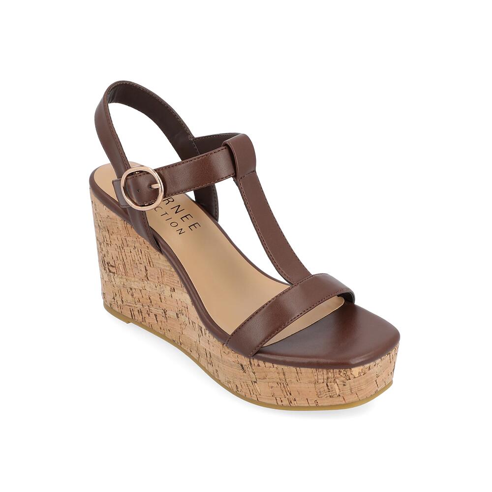 Journee Collection Matildaa Platform Wedge Sandal | Women's | Dark Brown Cover