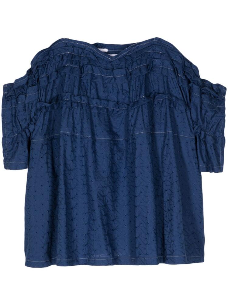 Comme des Garçons TAO ruffled off-shoulder top - Blue Cover