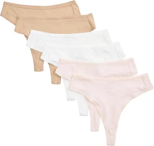 PACT Everyday High Rise Thong 6-Pack (Neutrals) Women's Underwear Cover