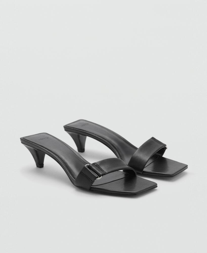 Mango Women's Heel Leather Sandals - Black Cover