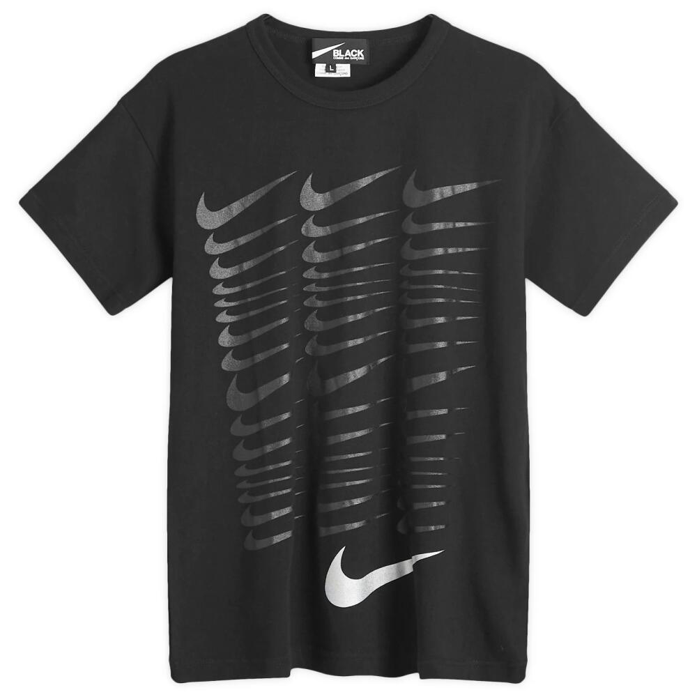 Comme des Garçons Men's x Nike Tonal Swoosh Print T-Shirt in Black Cover