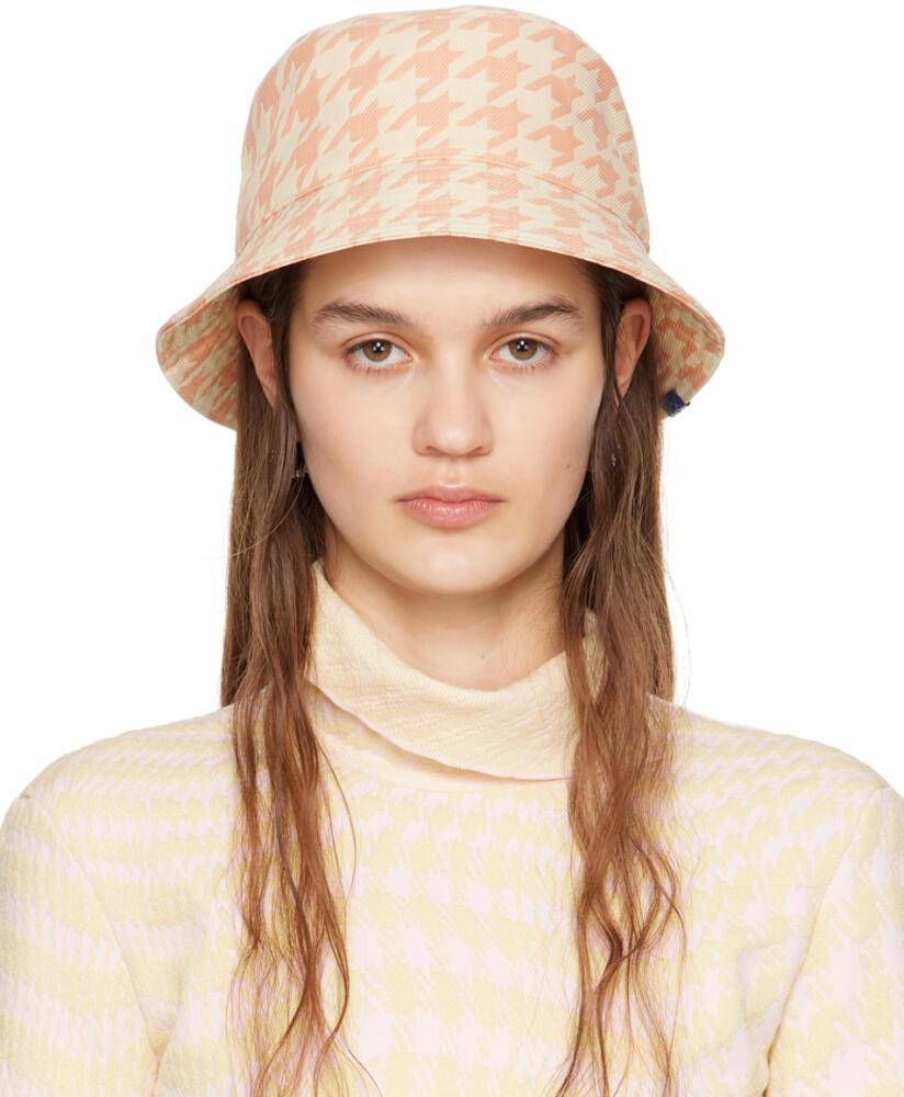 Burberry Pink Houndstooth Bucket Hat Cover