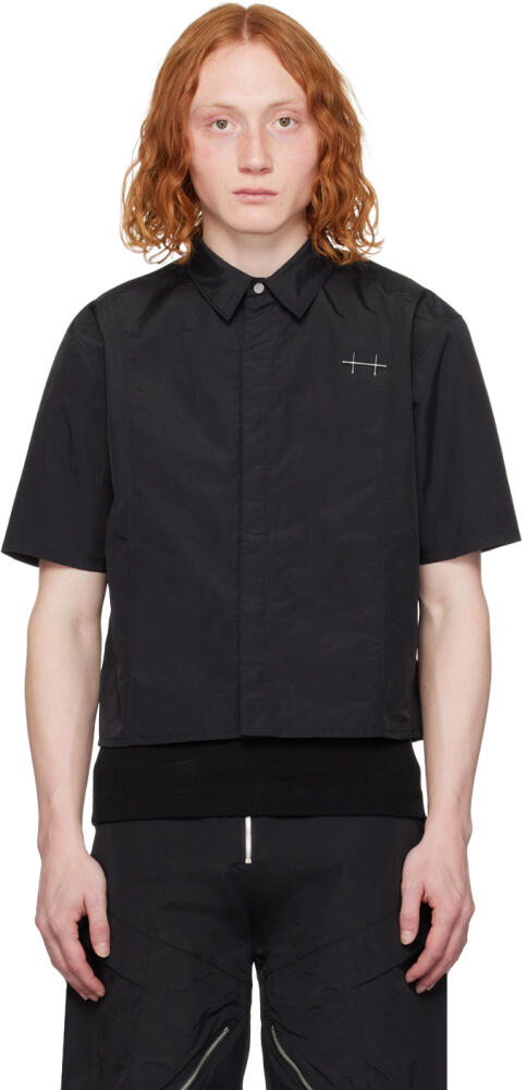 HELIOT EMIL Black Plicate Shirt Cover