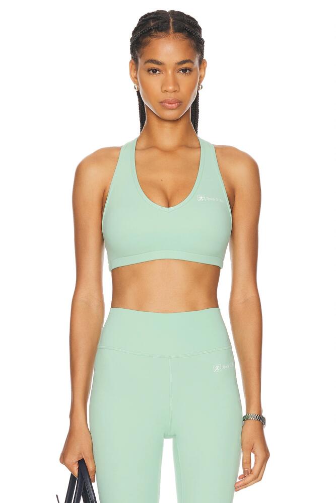 Sporty & Rich Runner Script V-Neck Sports Bra in Mint Cover