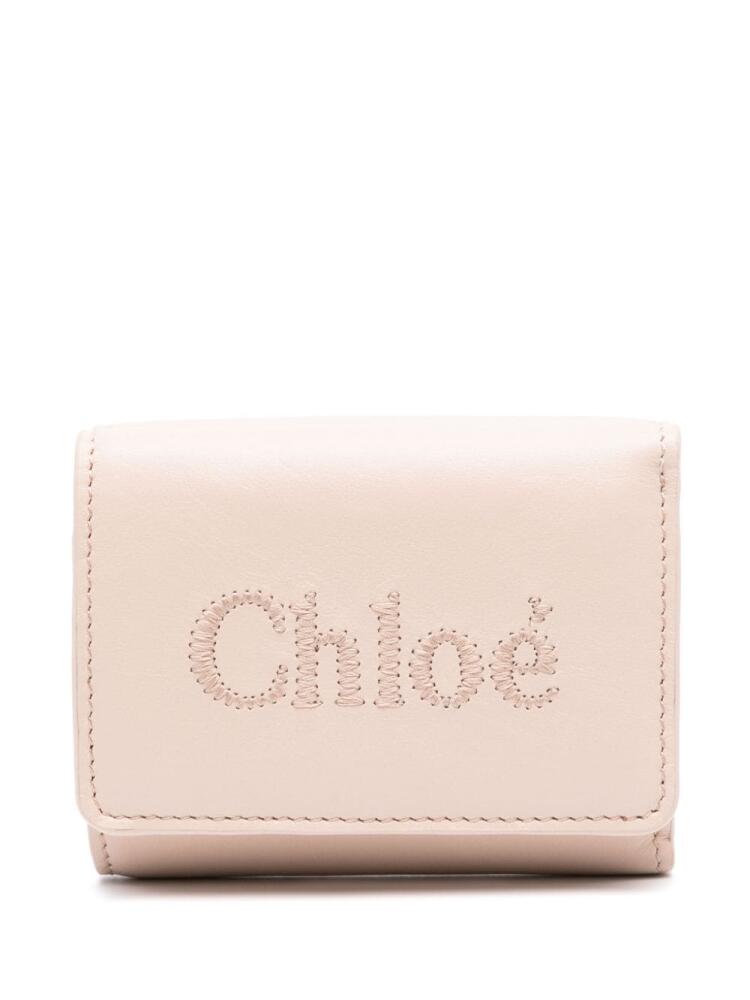 Chloé embroidered-logo leather wallet - Pink Cover