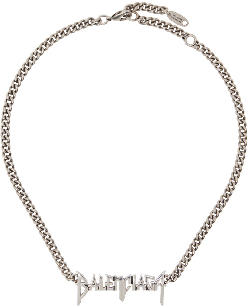 Balenciaga Gunmetal Typo Metal Necklace Cover