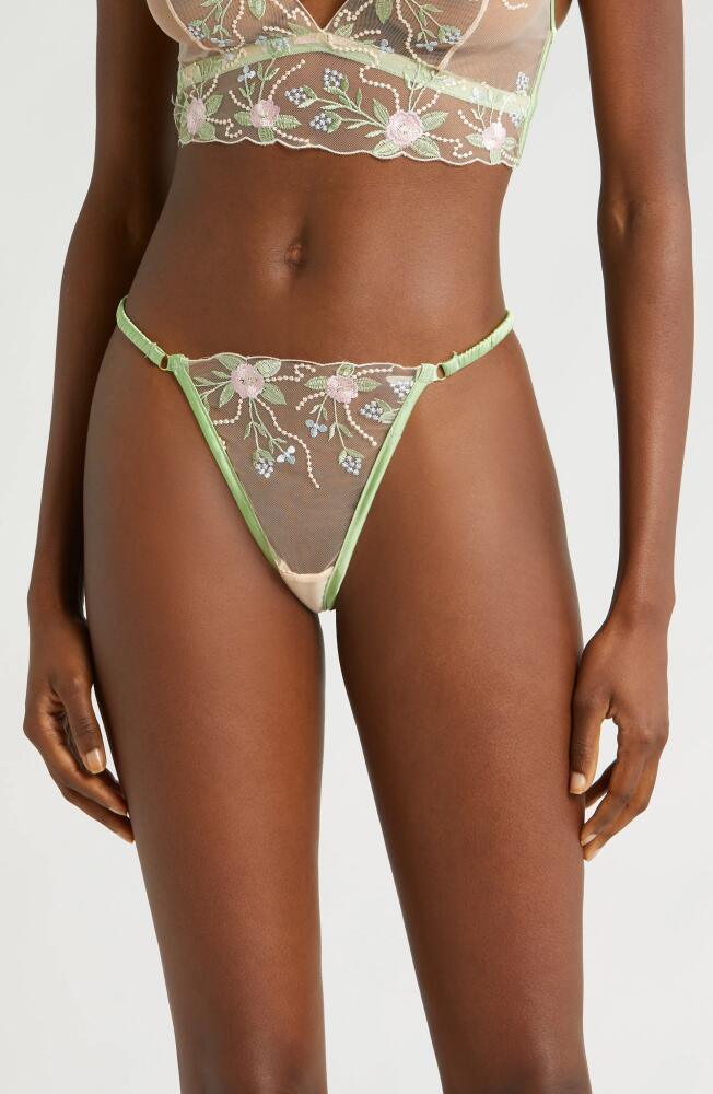 KILO BRAVA Embroidered Mesh G-String Thong in Doll Floral Cover