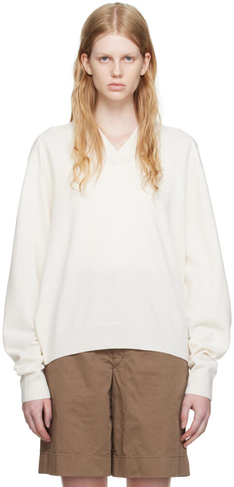 LEMAIRE Off-White V-Neck Sweater Cover