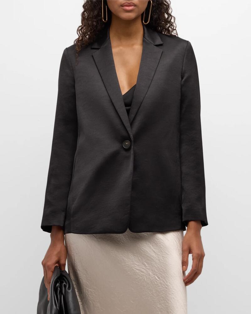 Vince One-Button Fluid Satin Blazer Cover