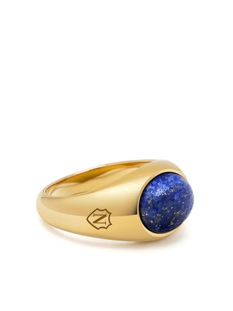 Nialaya Jewelry lapis lazuli engraved signet ring - Gold Cover