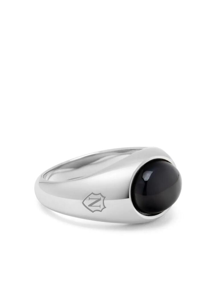 Nialaya Jewelry onyx engraved signet ring - Silver Cover