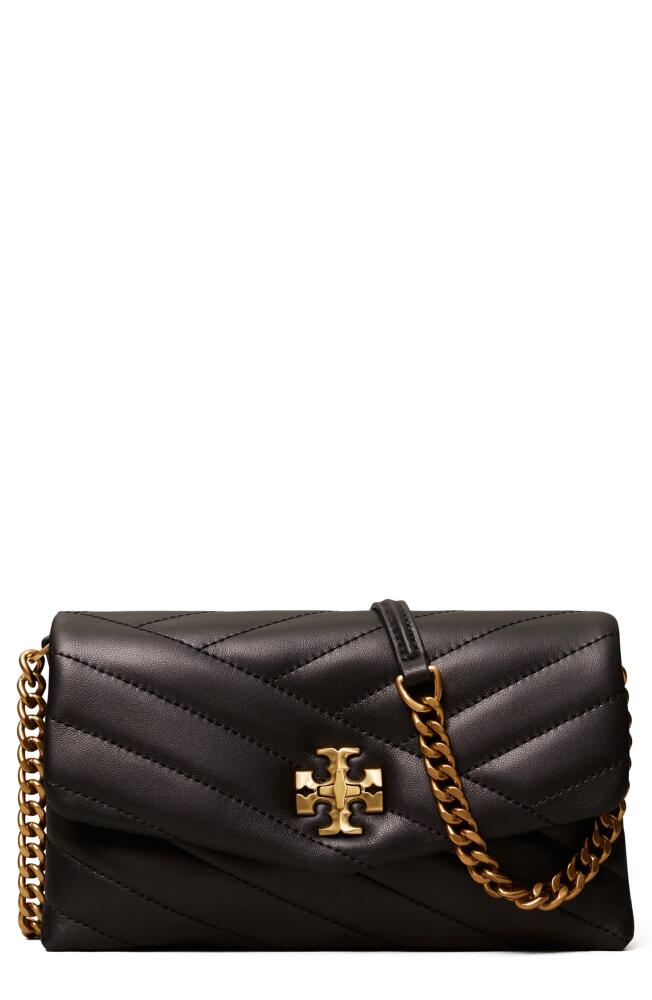 Tory Burch Kira Chevron Quilted Leather Wallet on a Chain in Black Cover