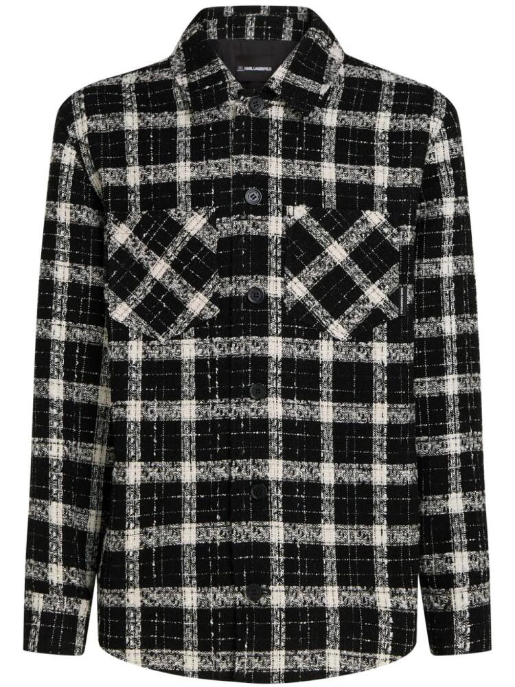 Karl Lagerfeld checked bouclé overshirt - Black Cover