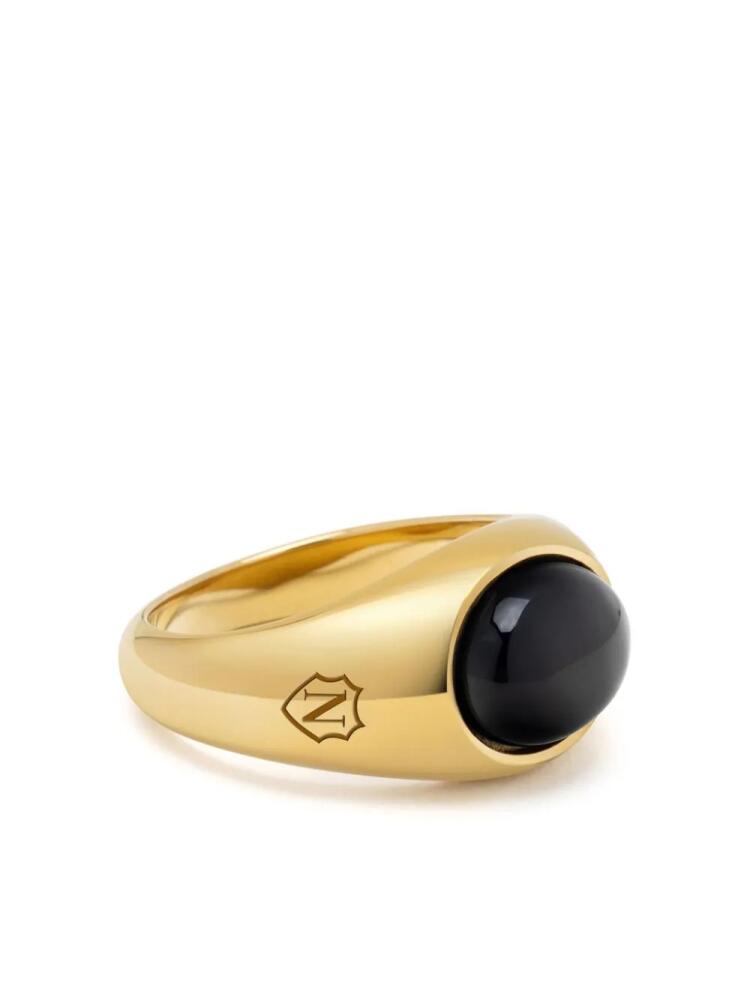 Nialaya Jewelry onyx engraved signet ring - Gold Cover