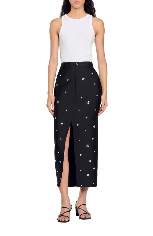 SANDRO Rhinestone pencil skirt in Black Cover