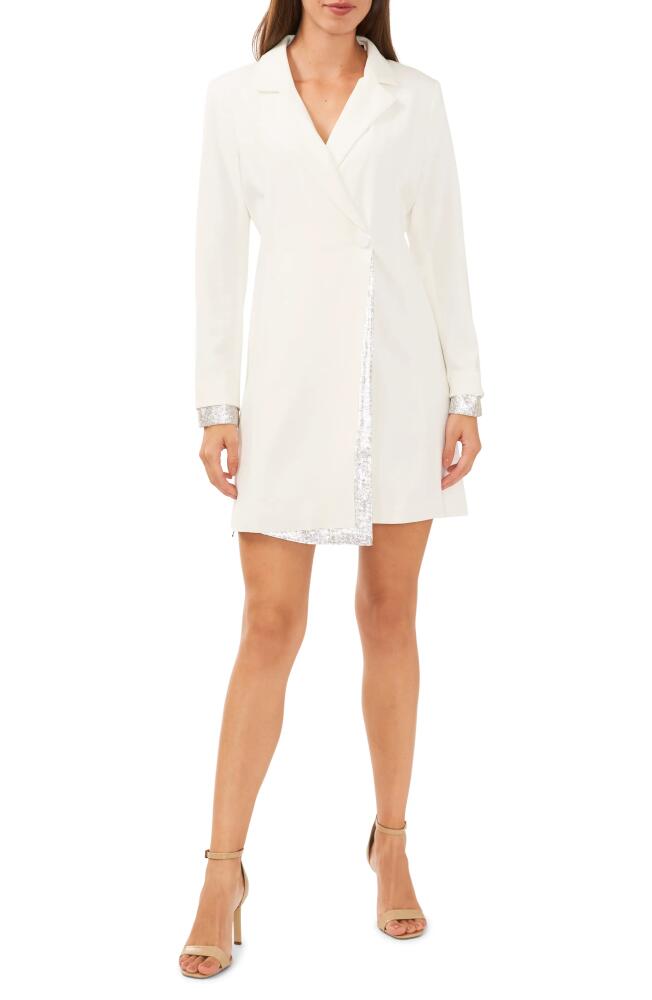 halogen(r) Rhinestone Trim Peekaboo Long Sleeve Blazer Minidress in New Ivory Cover