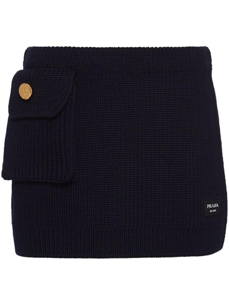 Prada ribbed-knit wool miniskirt - Blue Cover