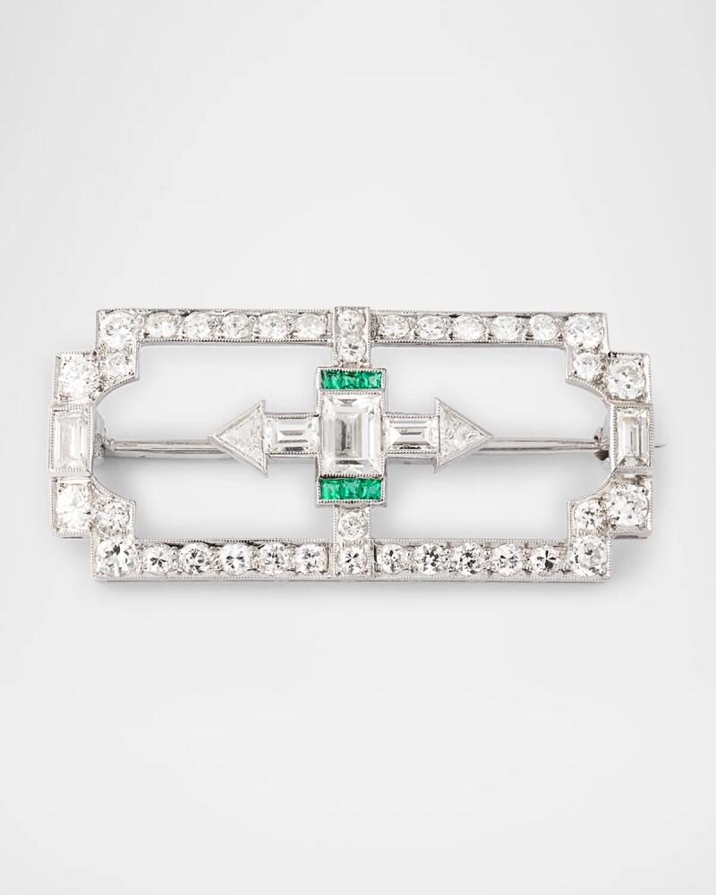 NM Estate Estate Platinum Diamond and Emerald Calibre Pin Cover