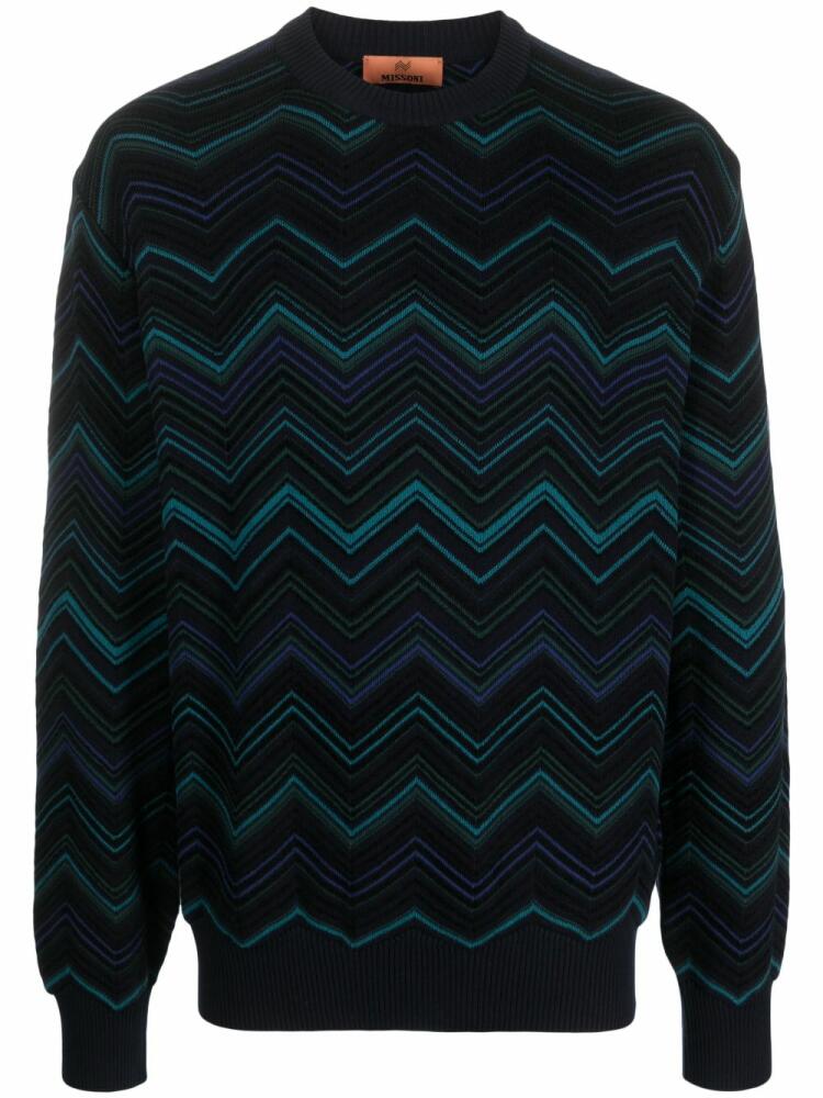 Missoni zig-zag pattern cotton-blend jumper - Blue Cover