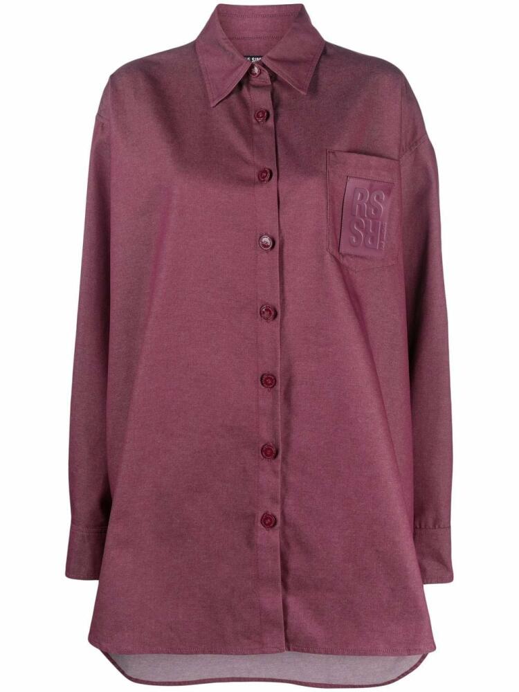 Raf Simons logo-patch oversized shirt - Red Cover