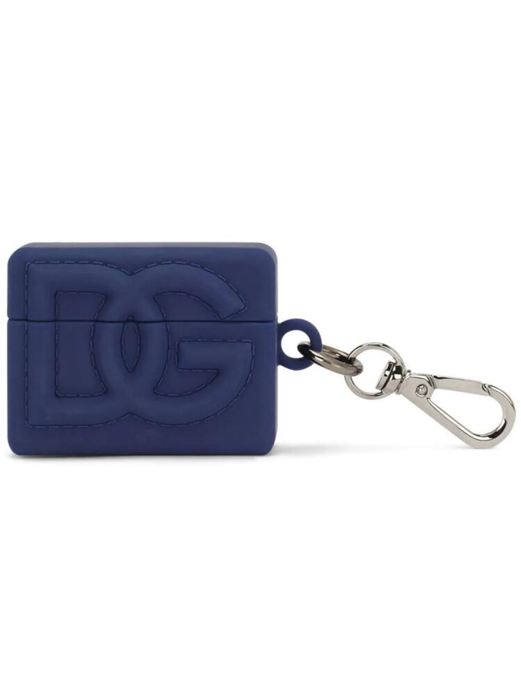 Dolce & Gabbana embossed-logo airpod case - Blue Cover