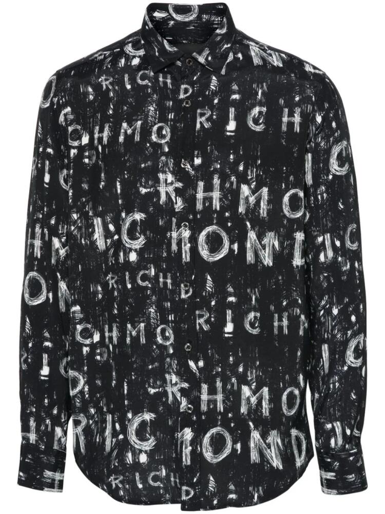 John Richmond graffiti-print poplin shirt - Black Cover