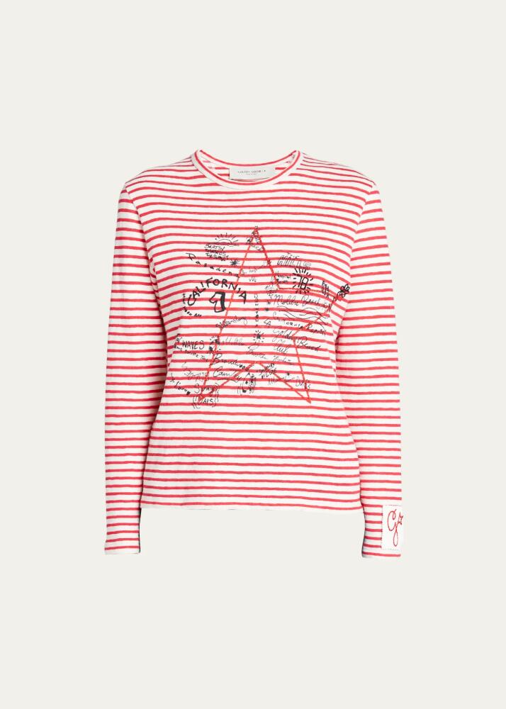 Golden Goose Striped Long-Sleeve T-Shirt w/ Embroidery Cover