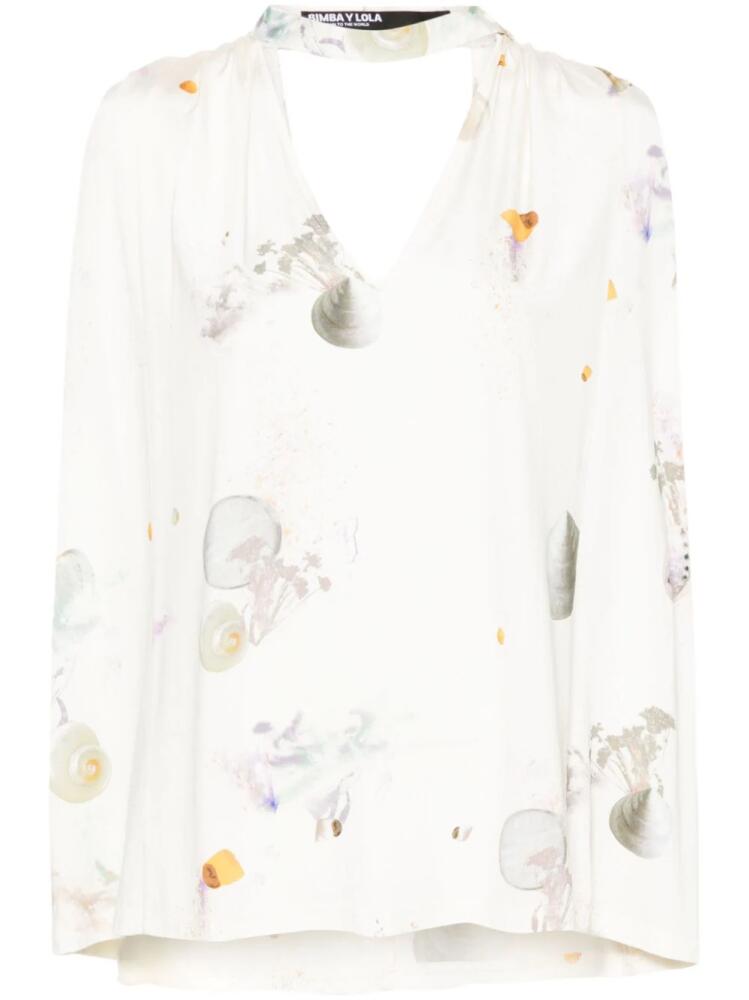 Bimba y Lola waves-print V-neck blouse - Neutrals Cover