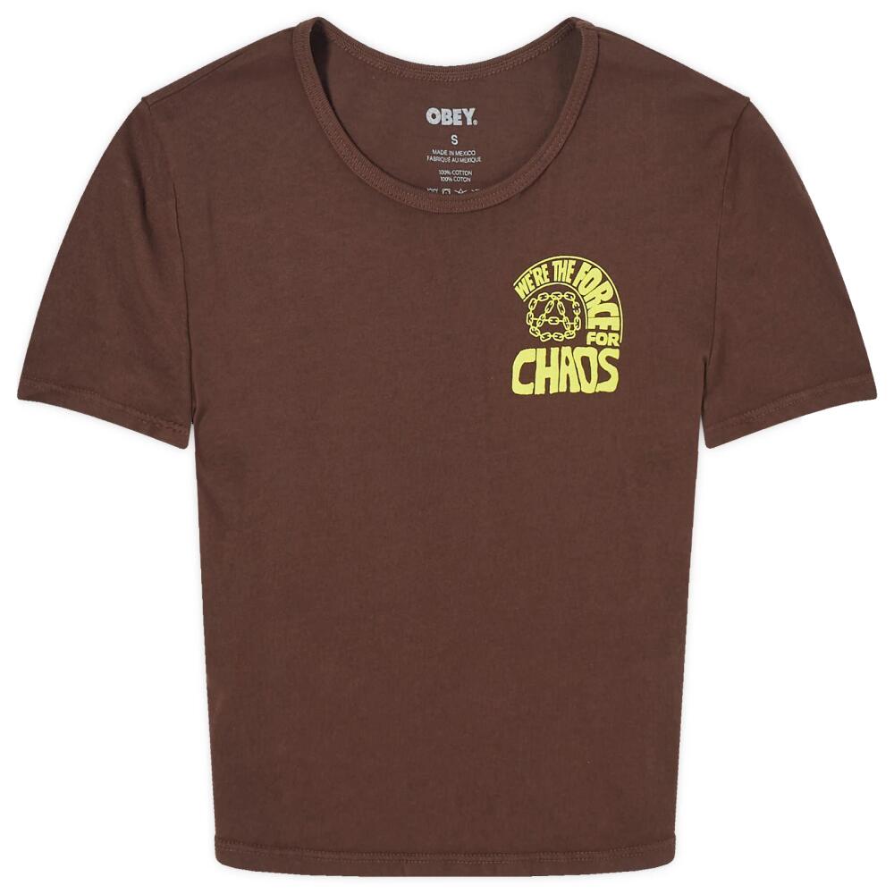 Obey Women's Force For Chaos Crop T-Shirt in Dark Brown Cover