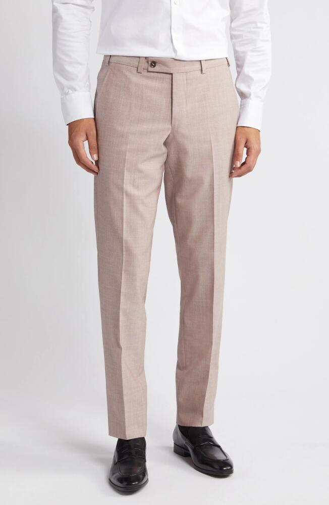 Ted Baker London Jerome Trim Fit Soft Constructed Flat Front Wool & Silk Blend Dress Pants in Coral Cover