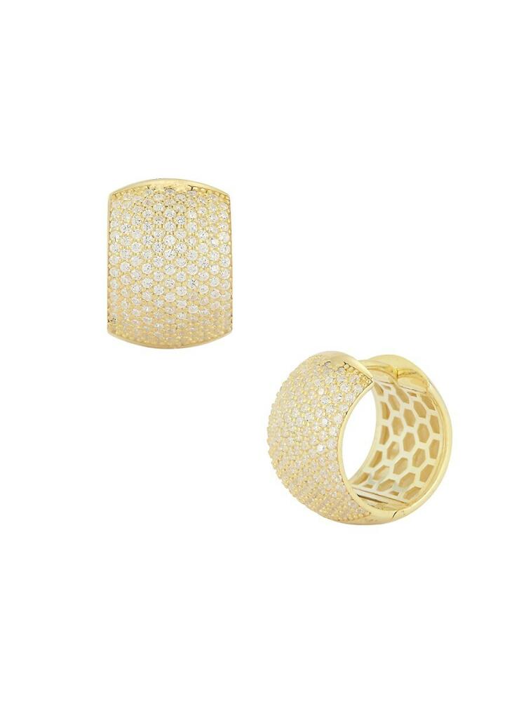 SPHERA MILANO Women's 14K Goldplated Sterling Silver & Pavé Cubic Zirconia Huggie Earrings Cover