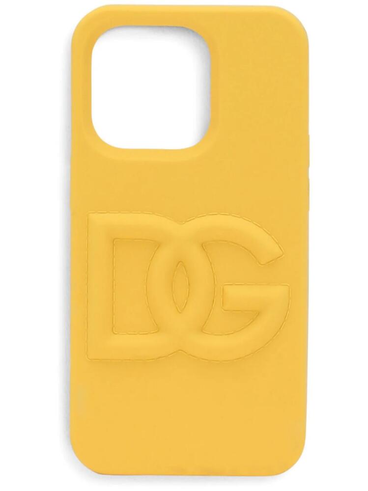 Dolce & Gabbana logo-embossed phone case for Iphone 14 Pro - Yellow Cover