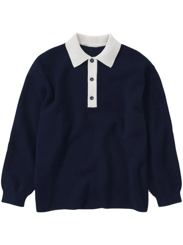 Closed contrast-collar polo jumper - Blue Cover