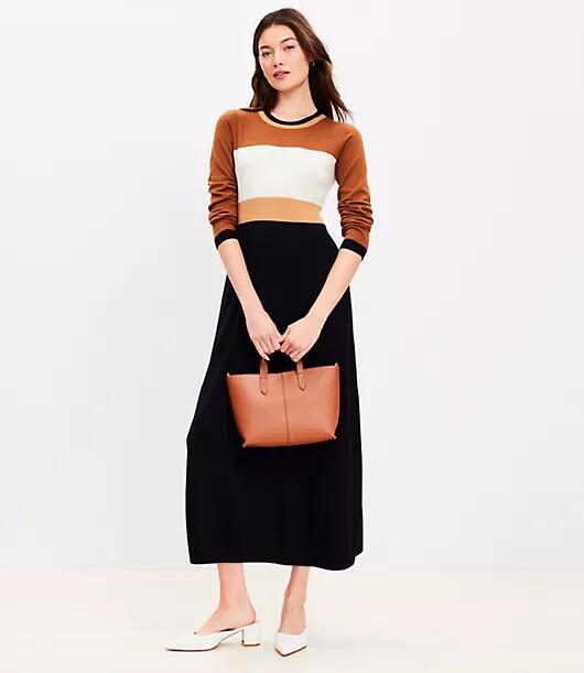 Loft Colorblock Midi Sweater Dress Cover