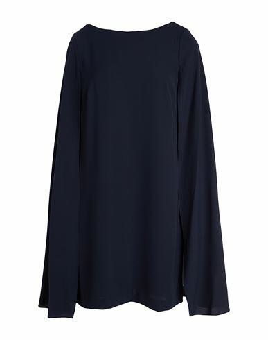 Lauren Ralph Lauren Cape Georgette Cocktail Dress Woman Mini dress Midnight blue Polyester Cover