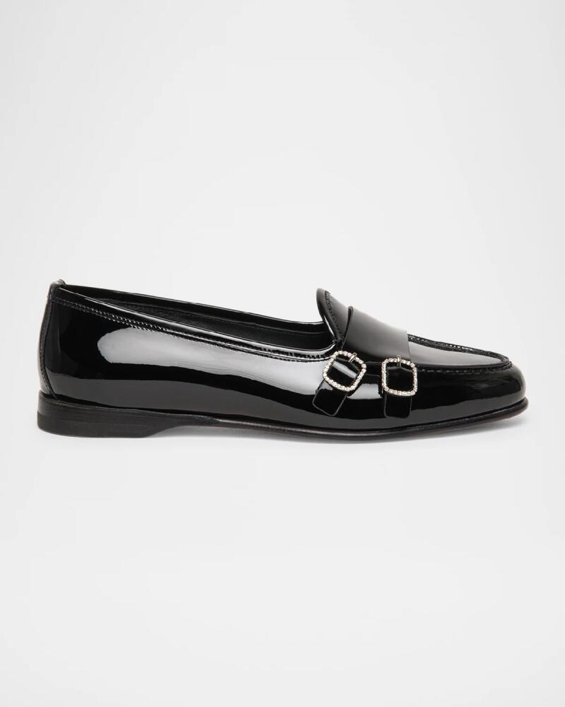 Santoni Andrea Patent Leather Double-Buckle Loafers Cover