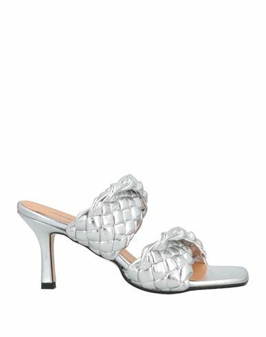 Paolo Mattei Woman Sandals Silver Textile fibers Cover