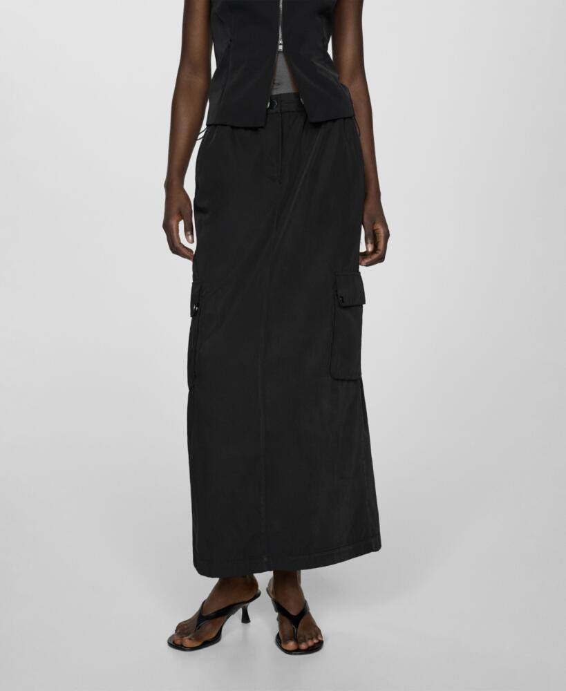 Mango Women's Long Cargo Skirt - Black Cover