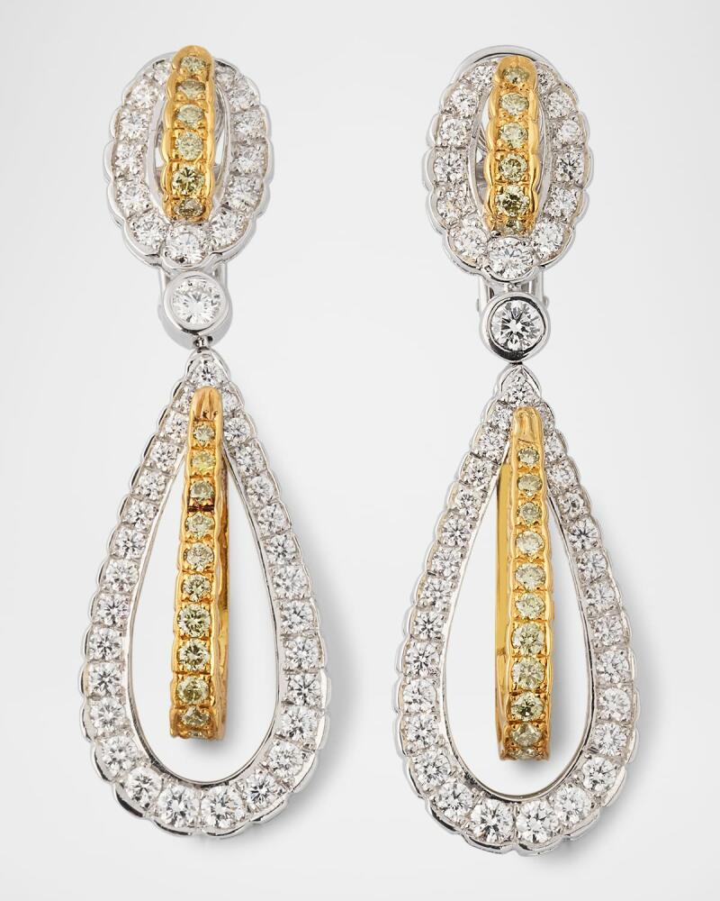 NM Estate Estate 18K White and Yellow Gold Drop Earrings with Multi-Color Diamonds Cover