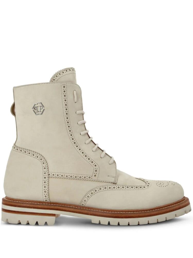 Philipp Plein Nubuck leather boots - Neutrals Cover